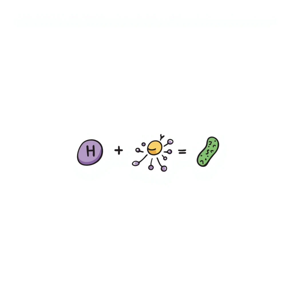 Organized hormone action sequence: three-panel hand-drawn diagram showing 1) purple hormone molecule icon, 2) yellow receptor binding event, and 3) green cellular response. Clean layout with simple arrows connecting events and minimal clean design. sticker