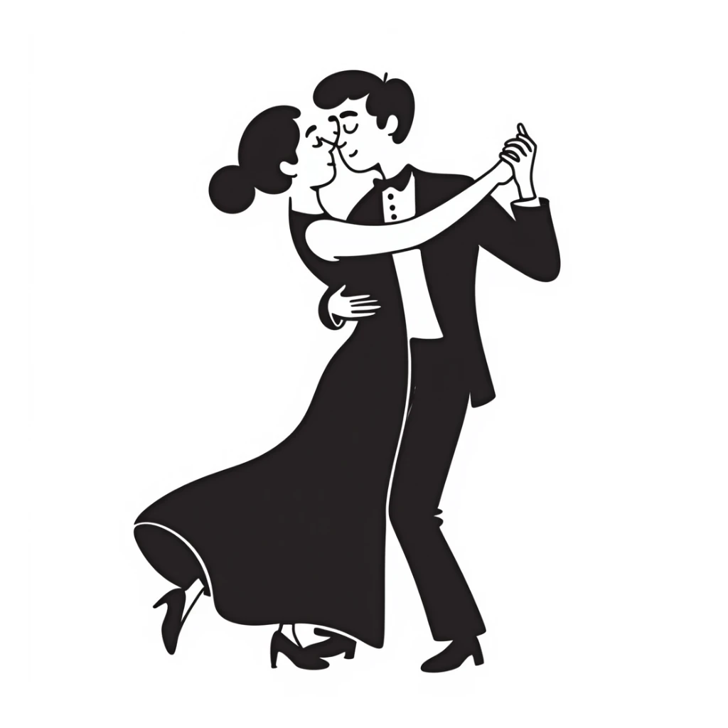 Hand drawn passionate dancers in an intimate tango pose sticker