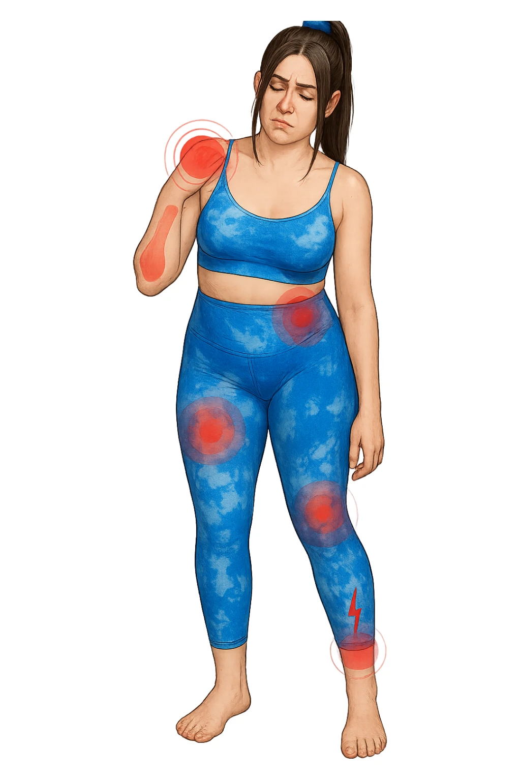 Donna asimmetrica con dolori immagine medica sticker