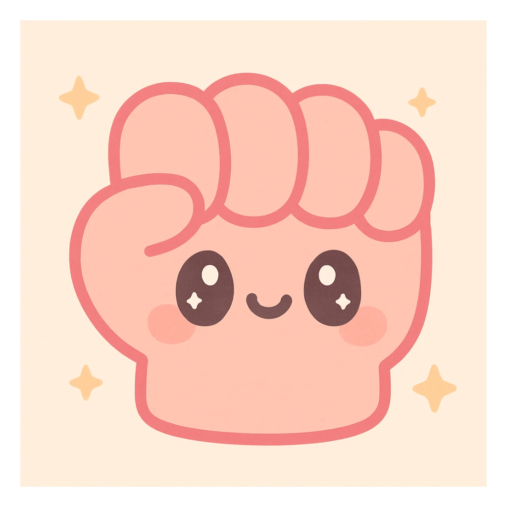 a fist in kawaii style, cute and colorful sticker