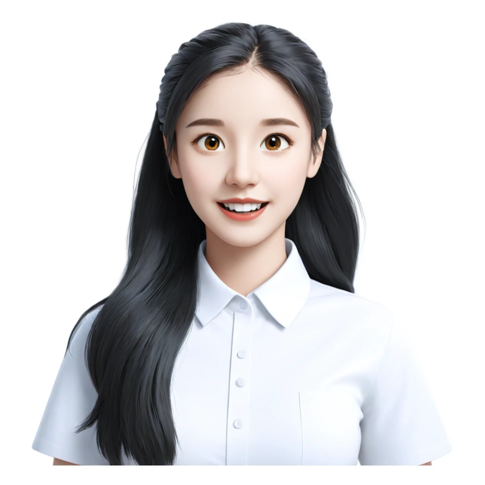 smiling girl in white shirt sticker