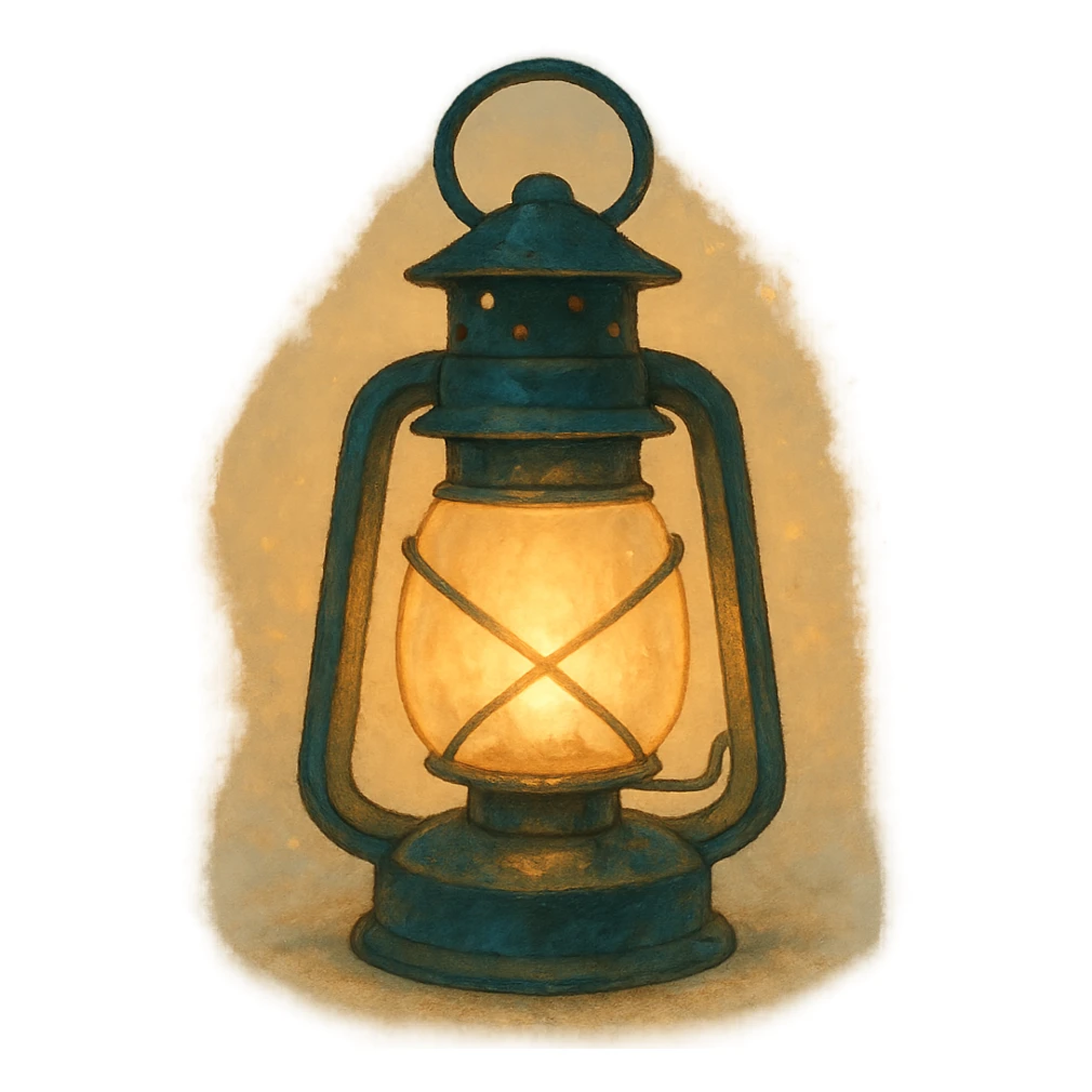 lantern glowing softly, dreamy lighting, whimsical and cozy sticker