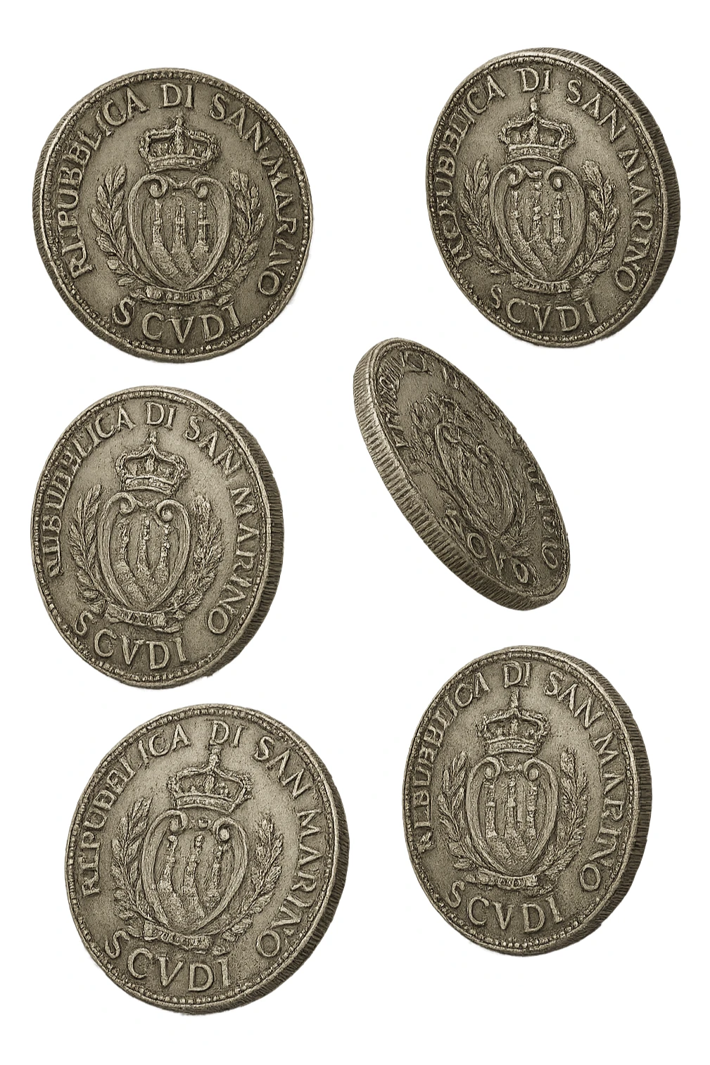 6 scudi realistici in 3d fluttuano in aria, iperrealistico 4k sticker