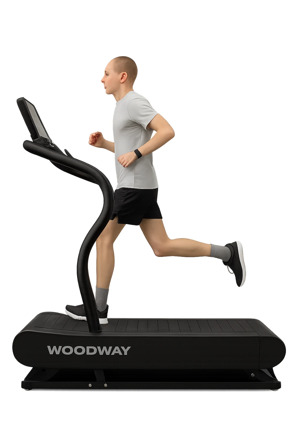 uomo che corre sul tapis roulant ma è secco e senza muscoli. sticker