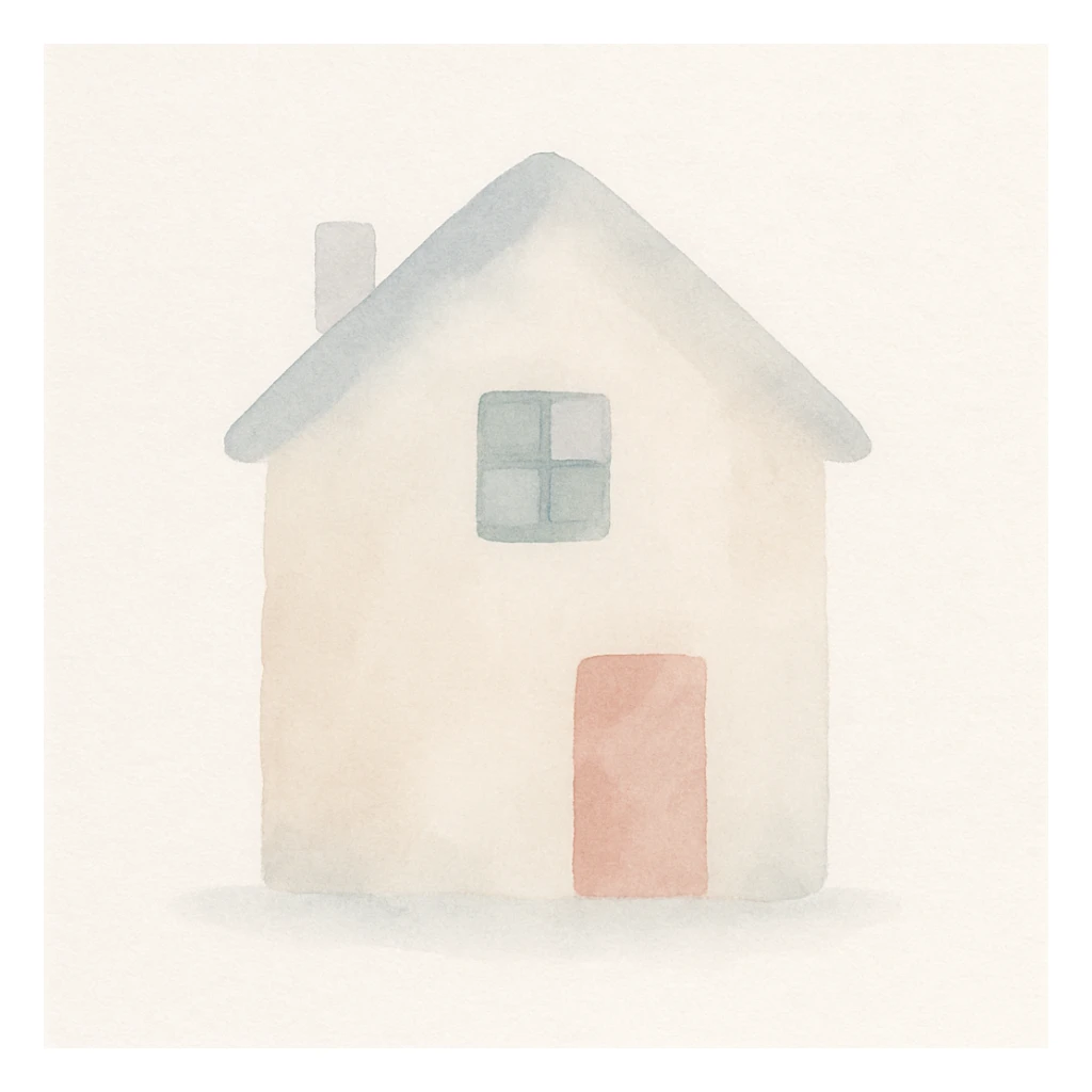 house, watercolor art style, soft and flowing colors sticker