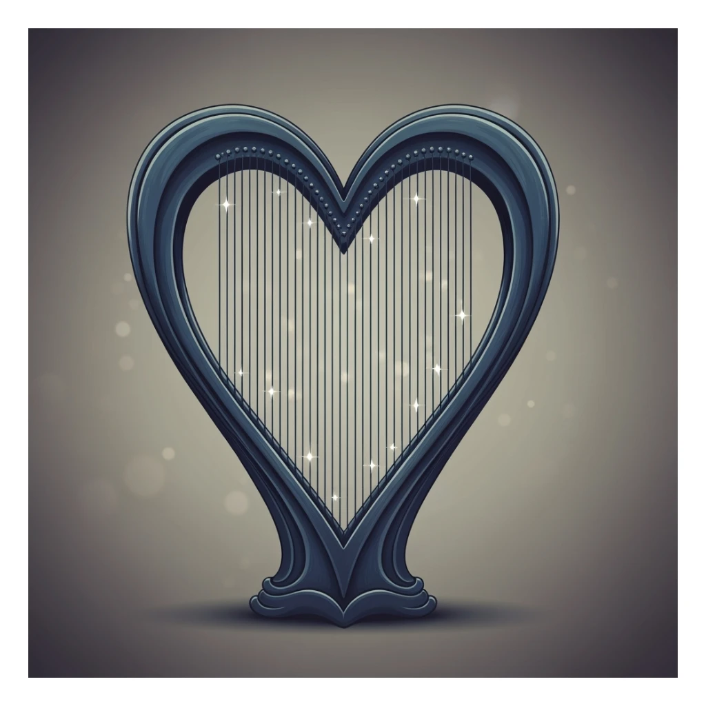 goth heart harp, cute, expressive, minimal sticker