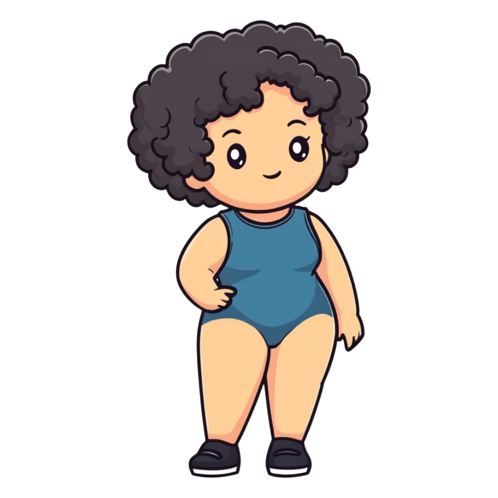 curly-haired girl with big butt sticker