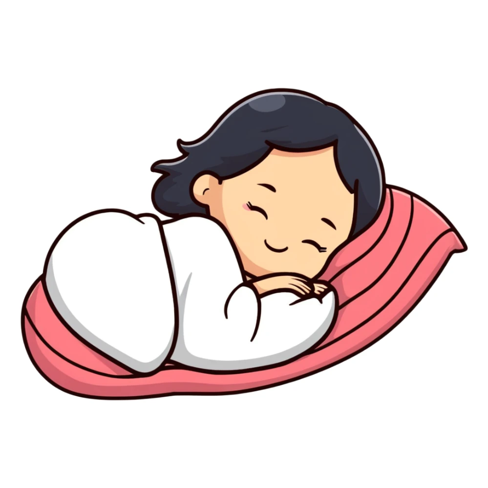 adorable girl sleeping with a small blanket sticker