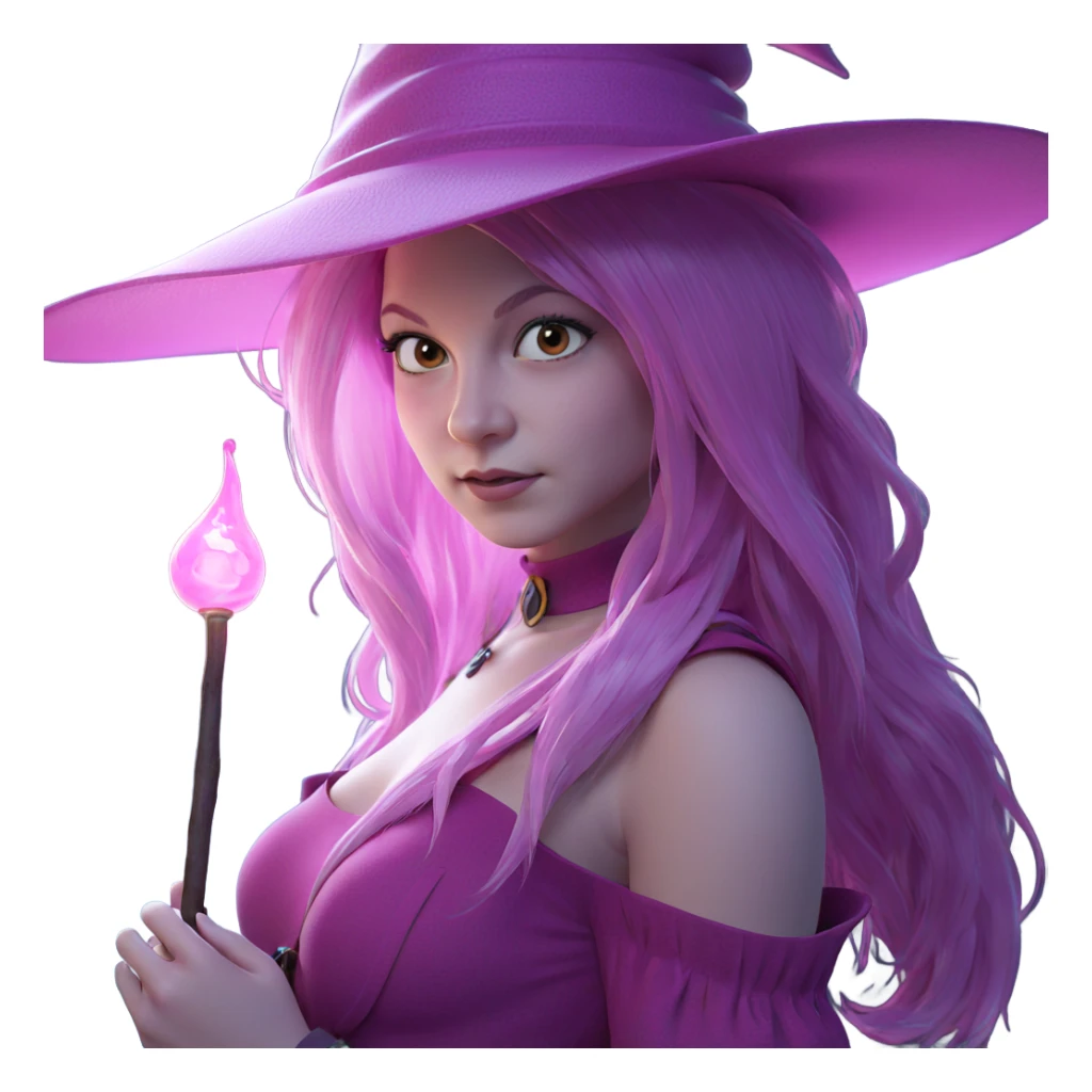 pink-haired girl in witch hat sticker