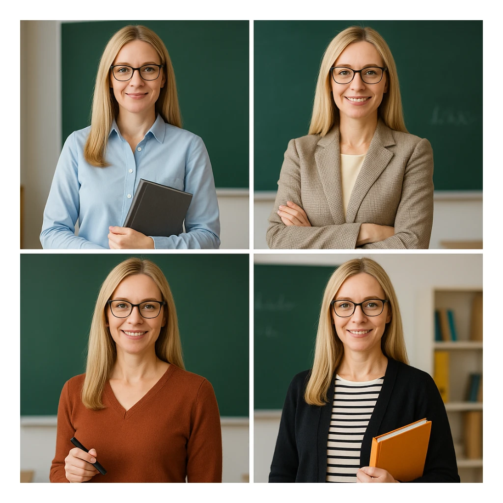 profesora de pelo liso rubio y piel clara, varied style sticker