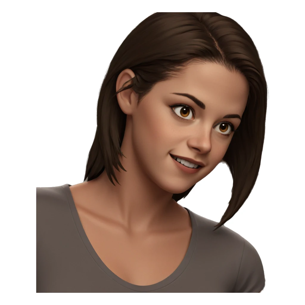 smiling girl with brown hair sticker