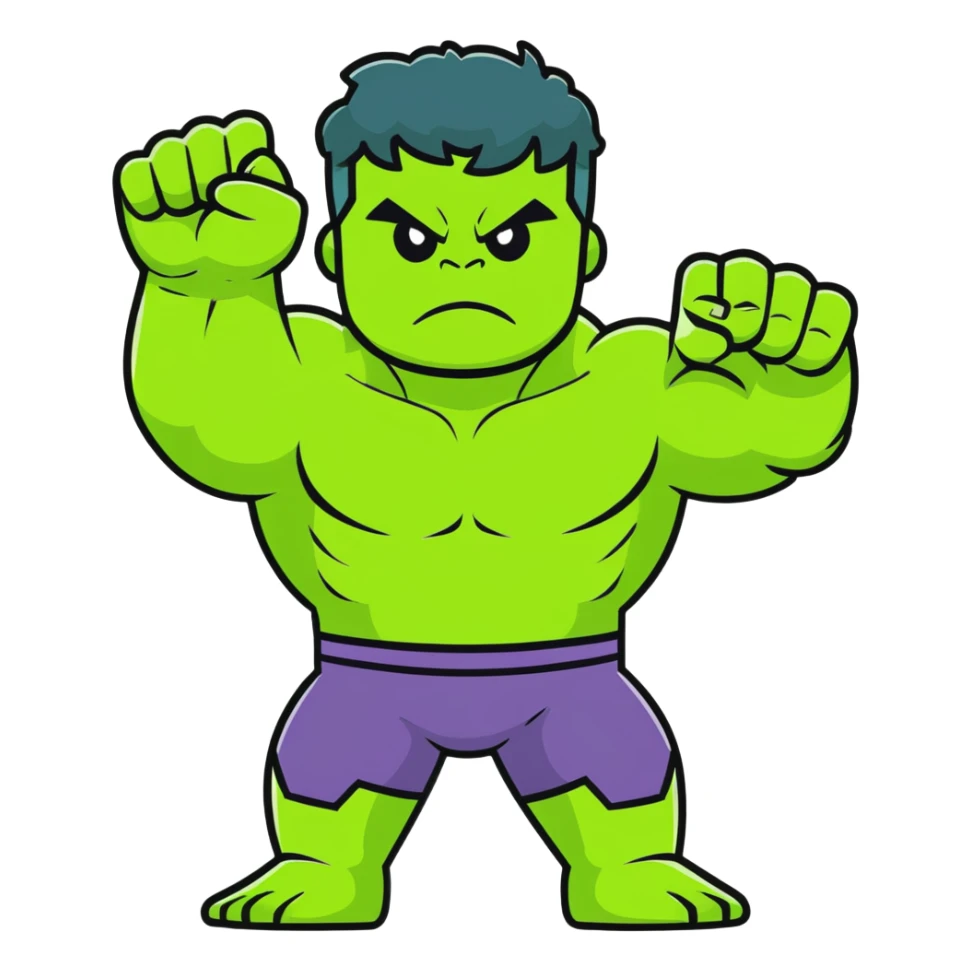 happy hulk superhero waving for kids sticker
