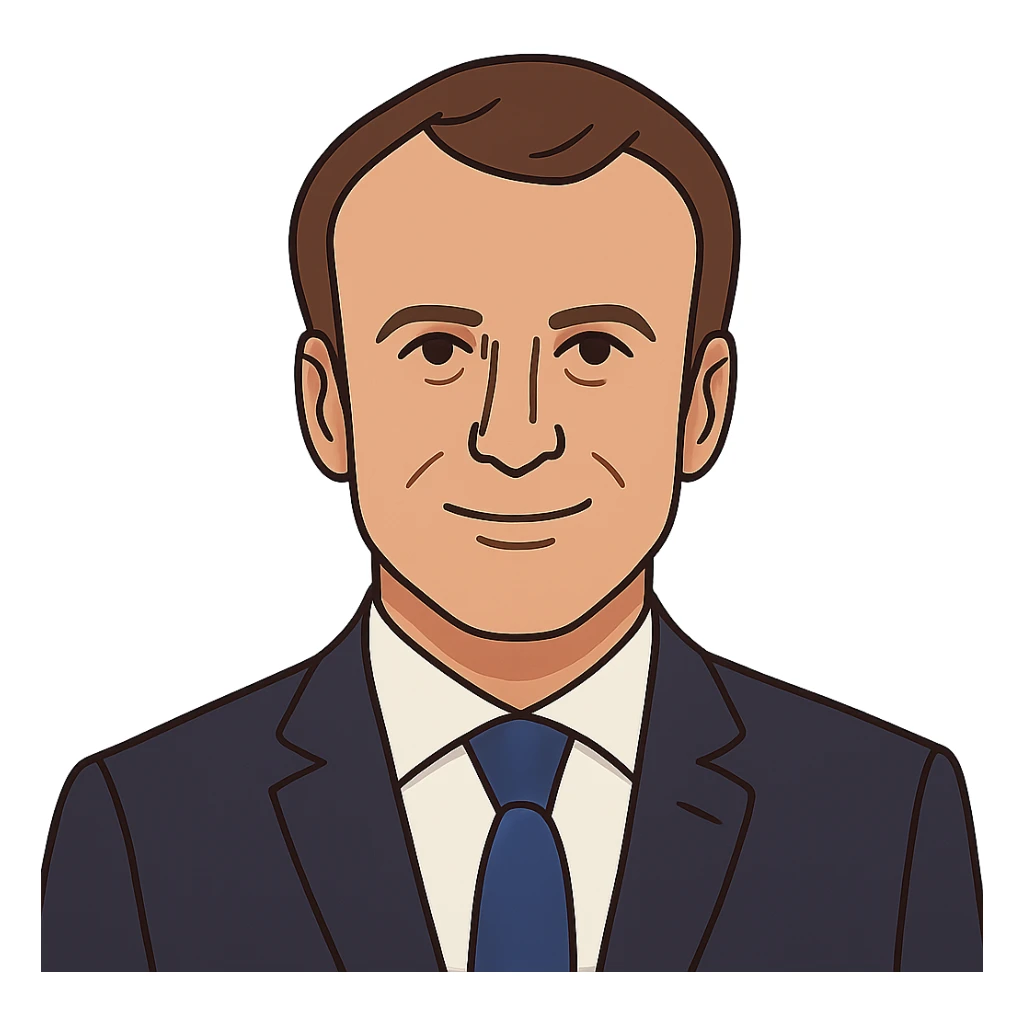 flat toon style portrait of Emmanuel Macron sticker