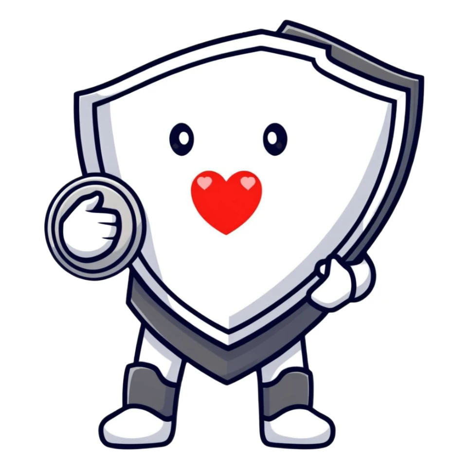 AI agent character with a shield and heart symbolizing protection and support for reporting child abuse sticker