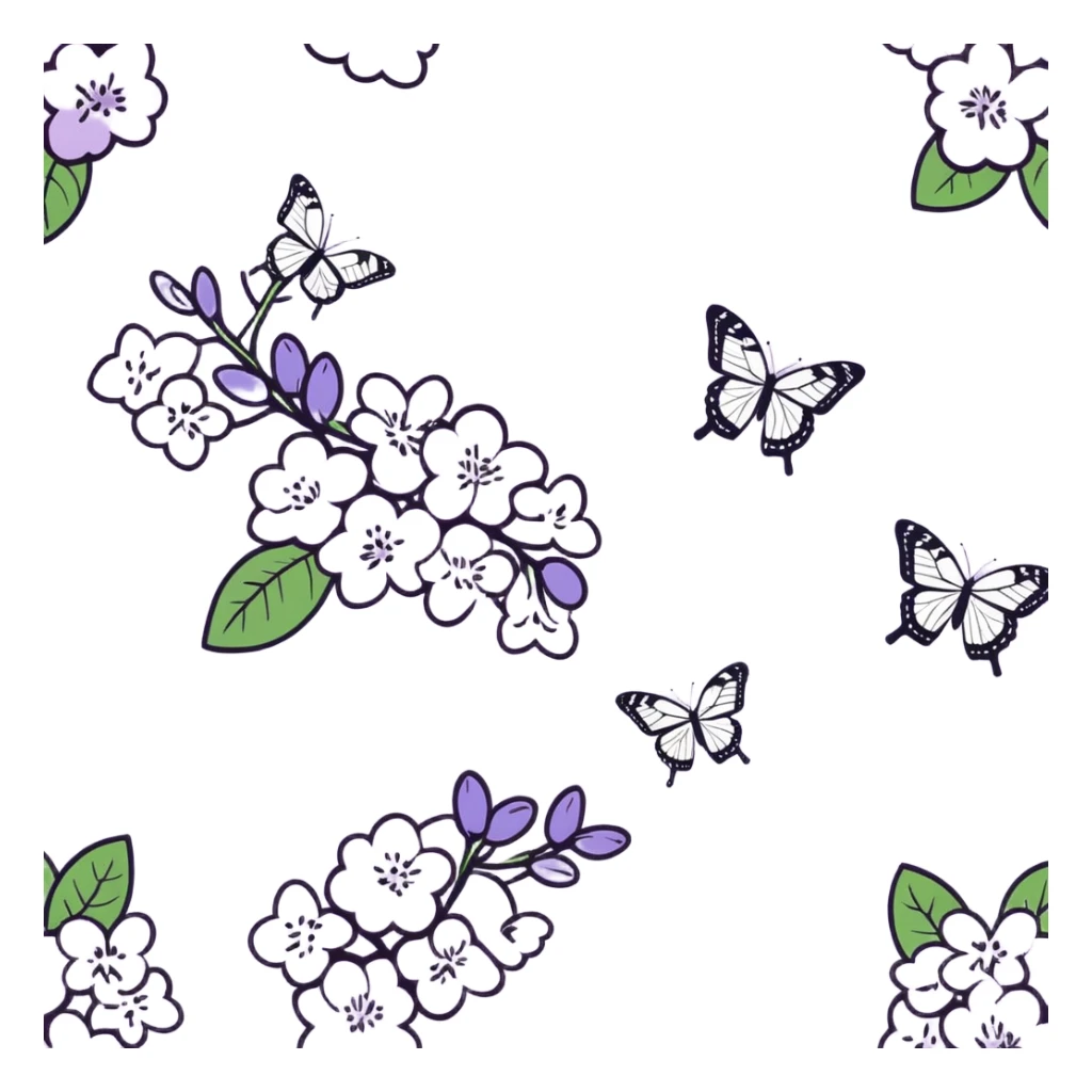 Lilacs and butterflies sticker