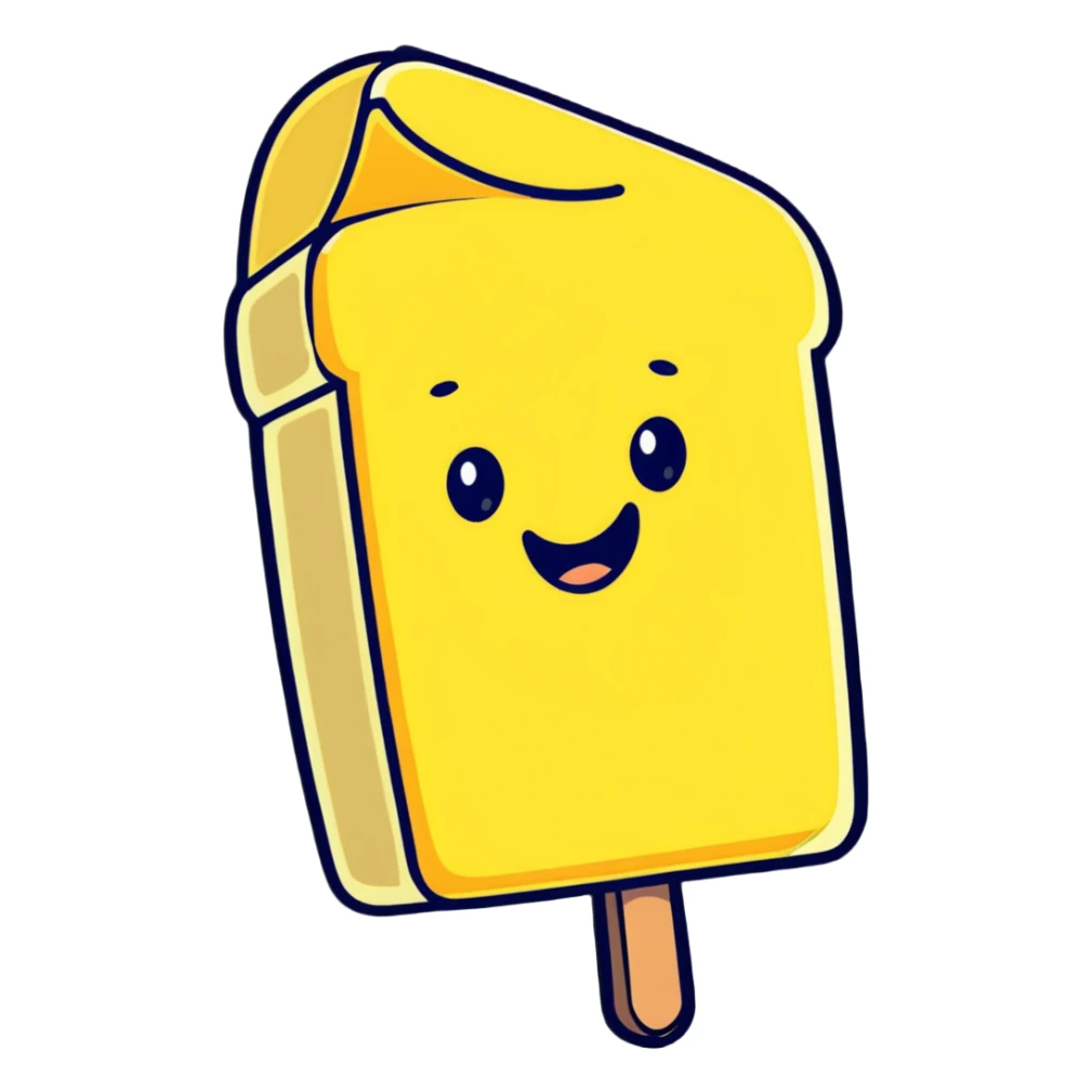 butter stick with bold outline and cute face sticker