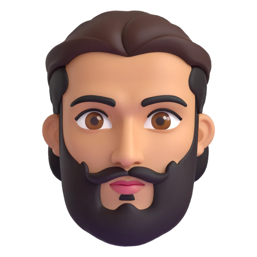 middle eastern man with medium length beard, unibrow, tan skin, and dark brown eyes sticker