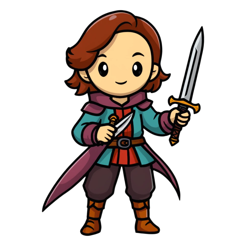 Leliana from Dragon Age as a bard with daggers sticker