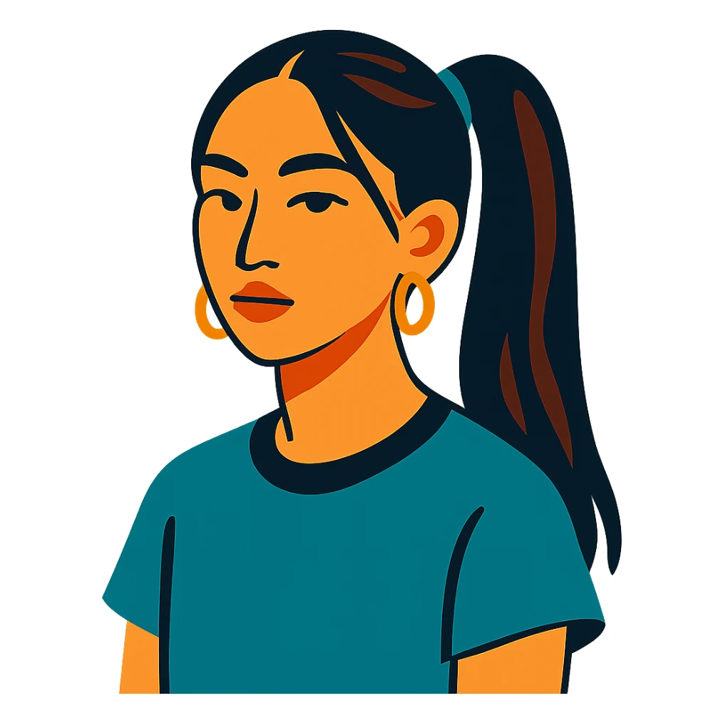 Asian girl with hairstyle like Tate McRae sticker