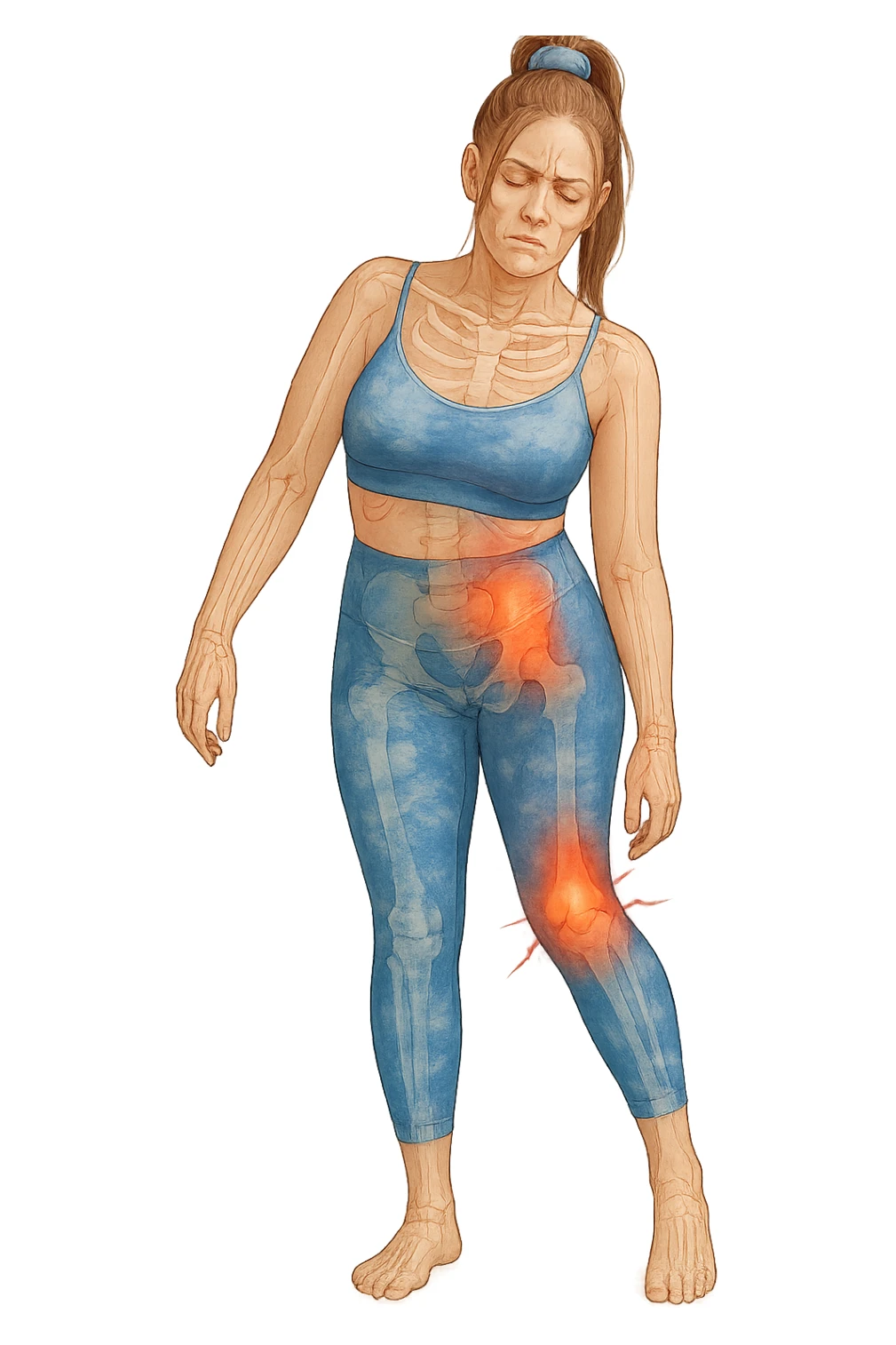 Donna asimmetrica con dolori immagine medica sticker