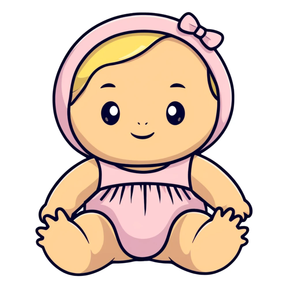 Pastel pink baby doll toy sticker