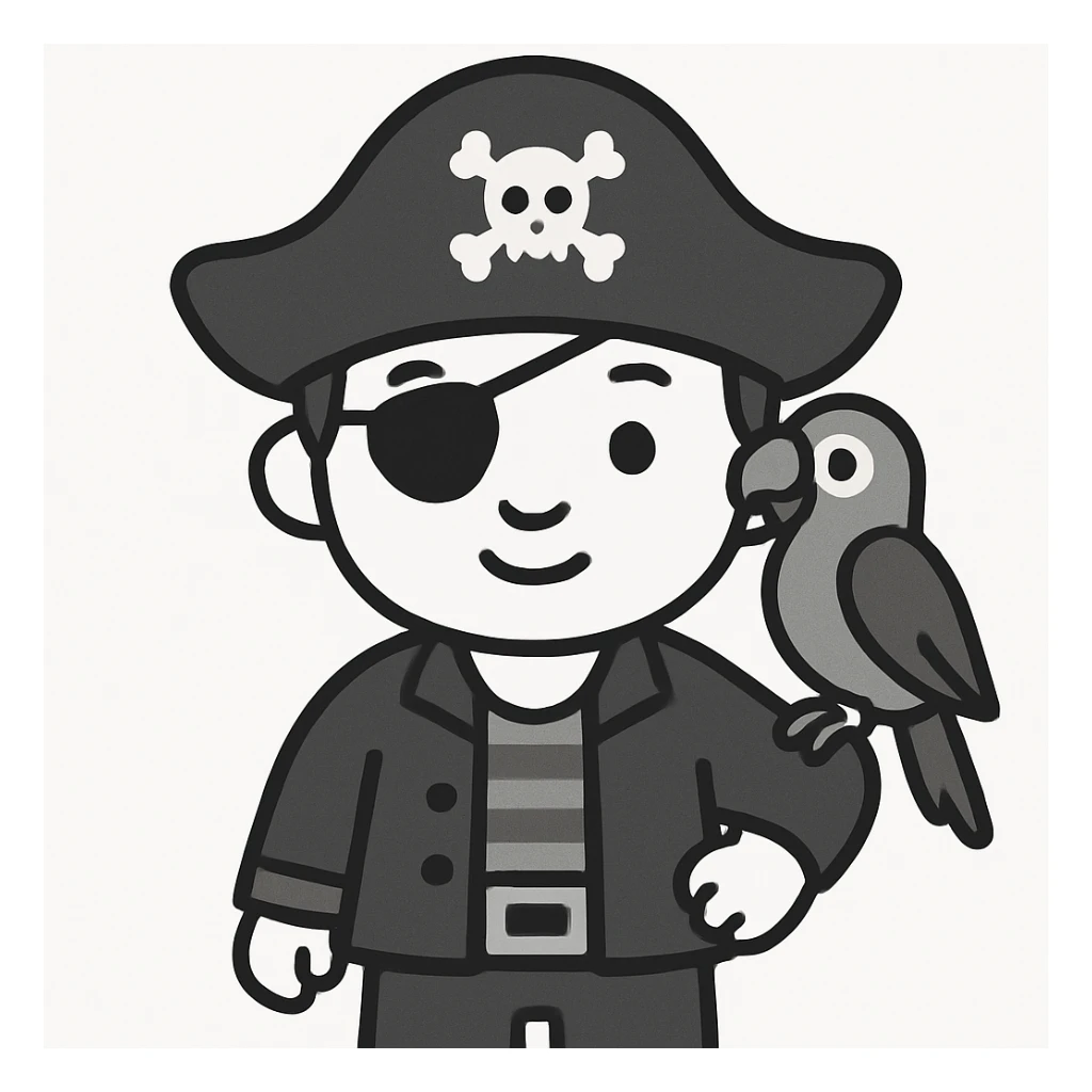 pirate with eye patch and parrot sticker