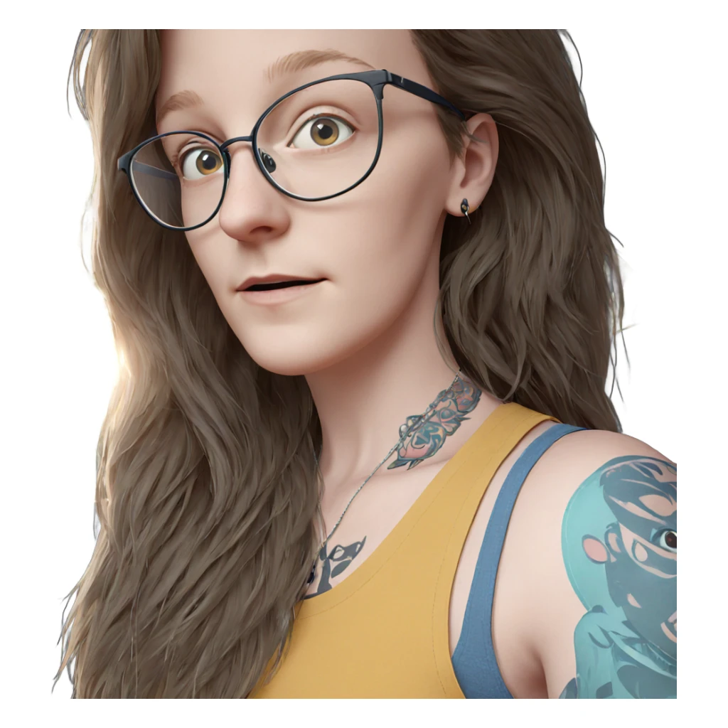 girl with glasses and tattoo sticker