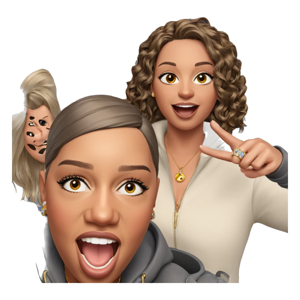 selfie with friends and jewelry sticker