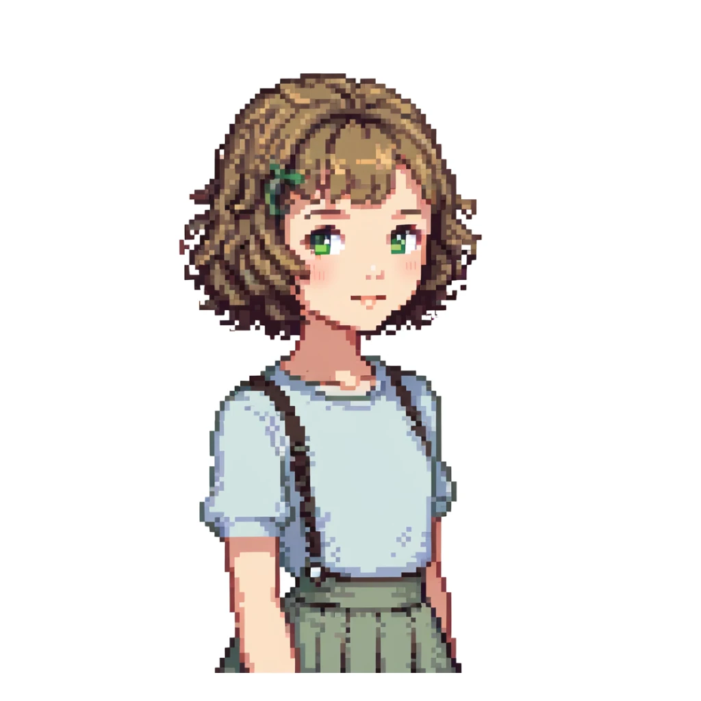 cute girl with short permed hairstyle, bob cut with curls sticker