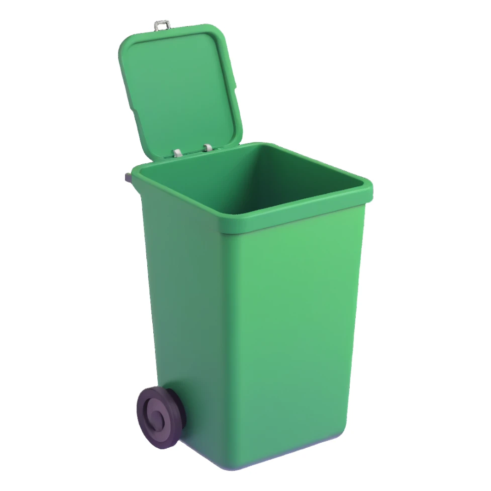 Draw a Pixar-style trash can. The view should be at an angle, as in the reference. Do not use the face, eye, and mouth. sticker