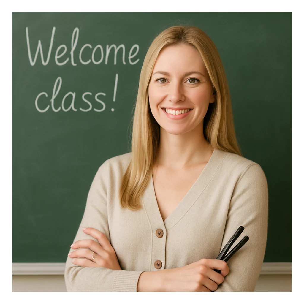 profesora de pelo liso rubio y piel clara sticker