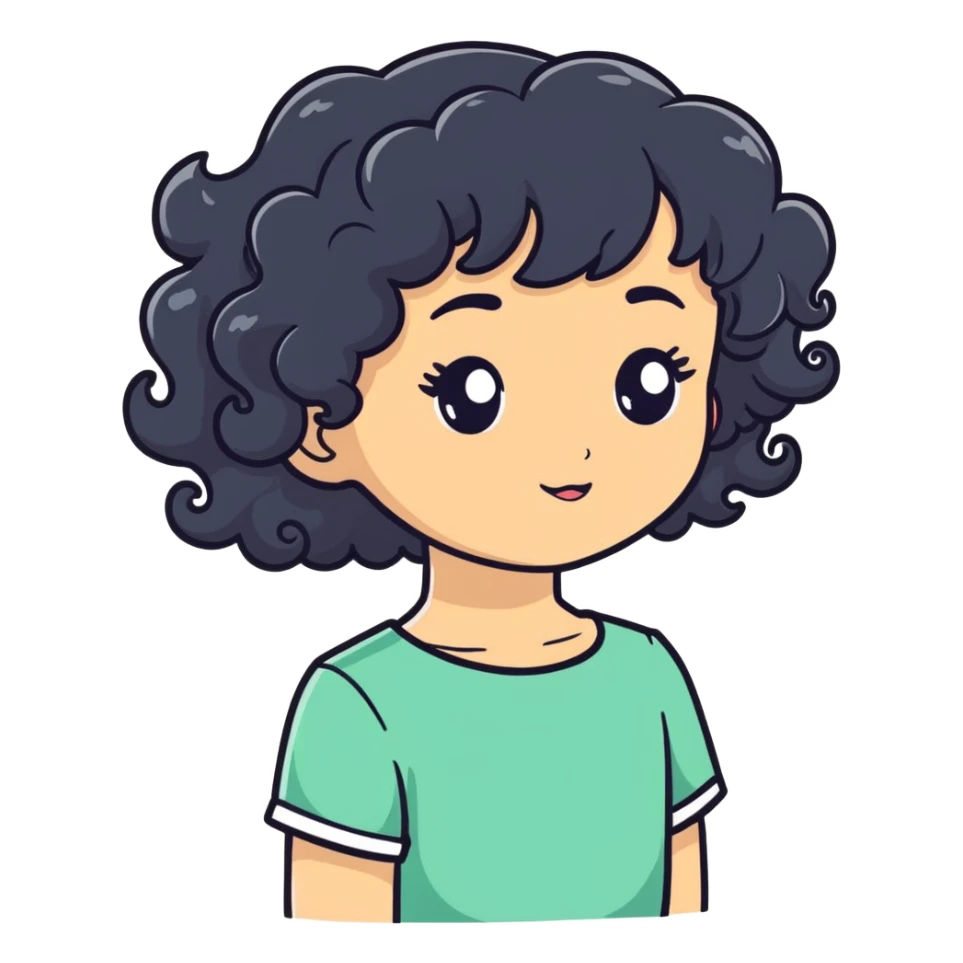 Girl with Curly black hair sticker