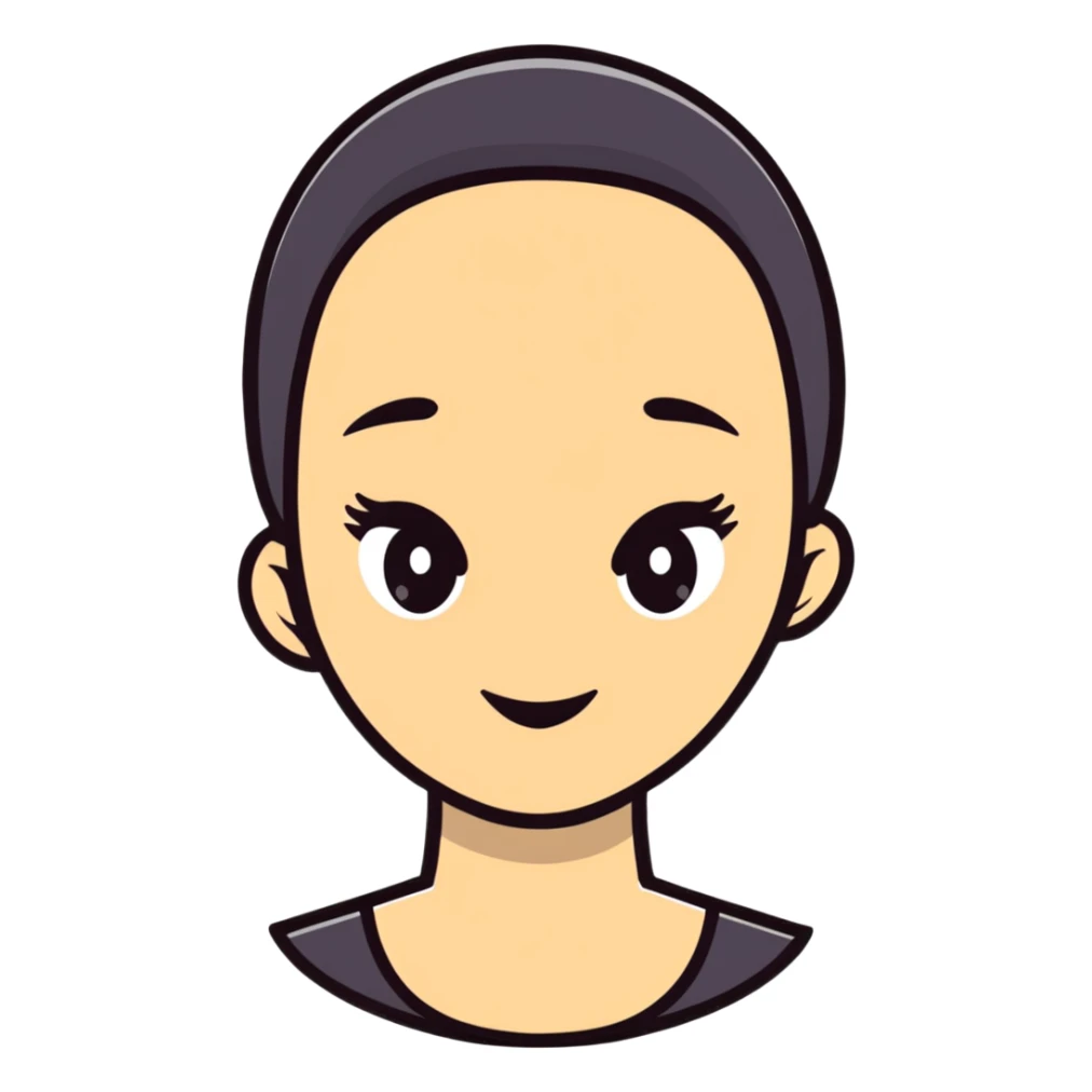 girl character with oval flat top head sticker