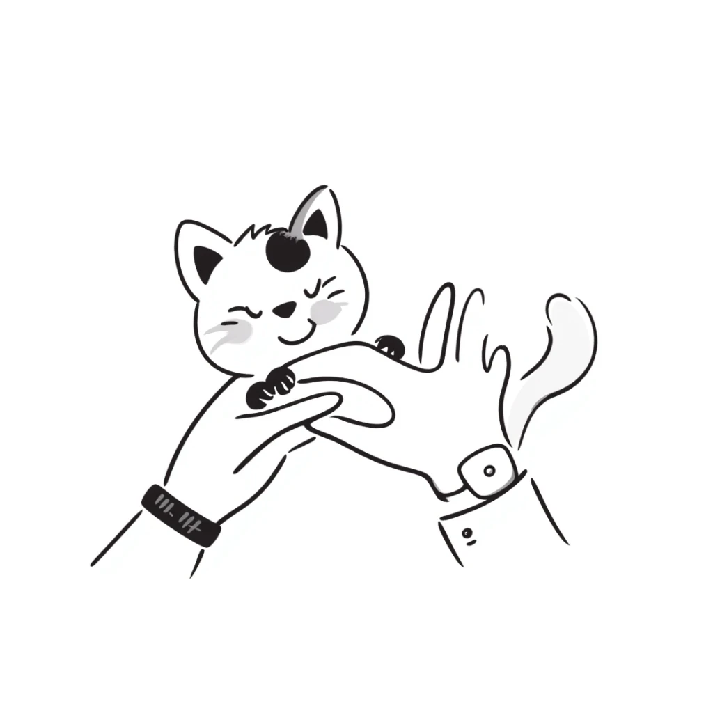 cat paw gently touching human hand, sweet connection moment sticker