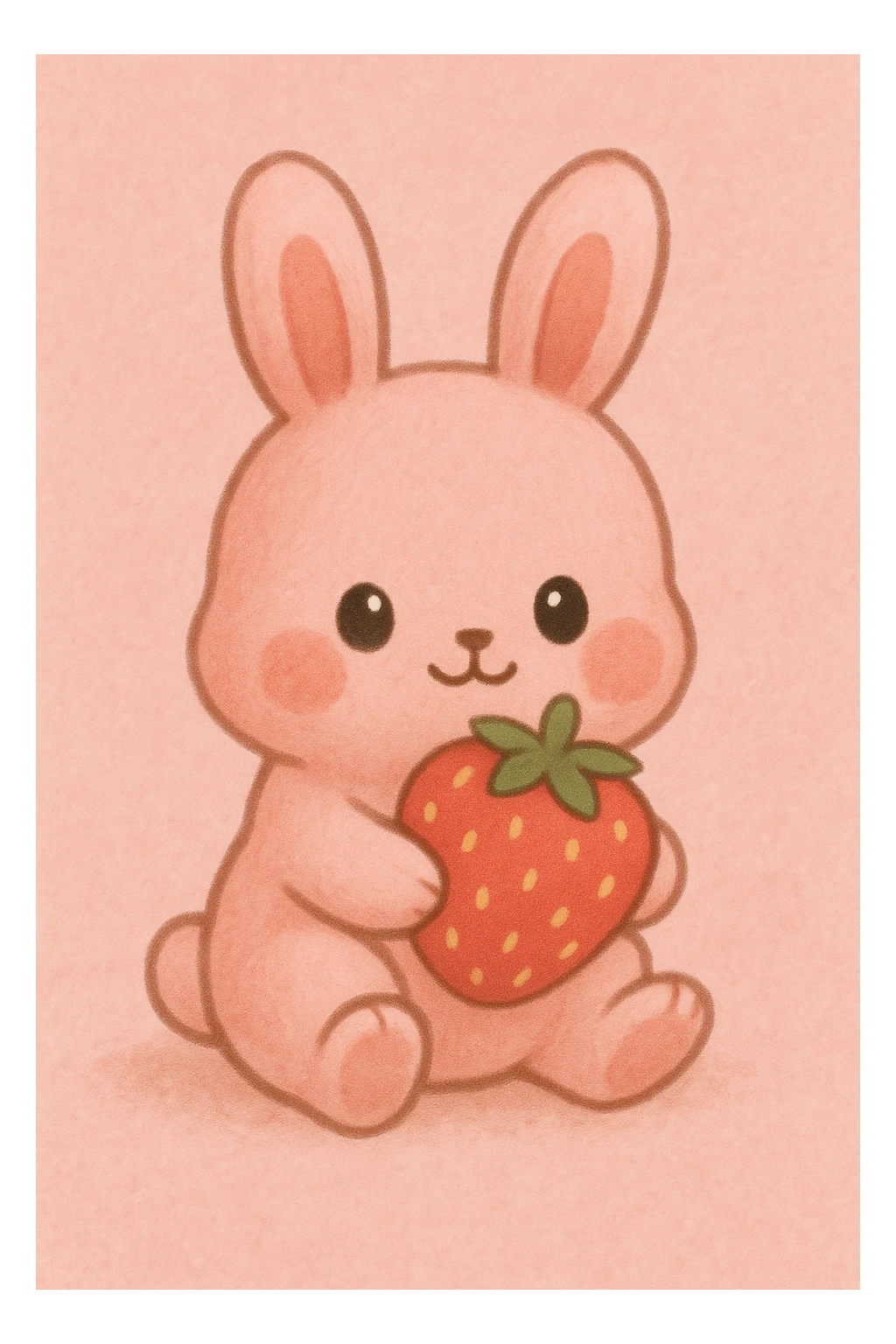 pink bunny holding strawberry sticker