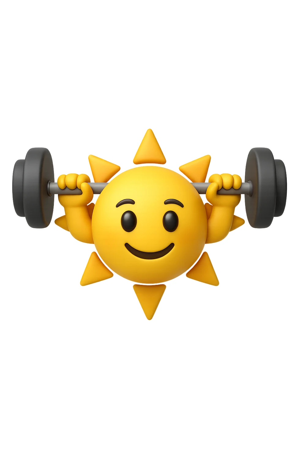 emoji stile iphone 3d di un sole che si allena con i pesi sticker