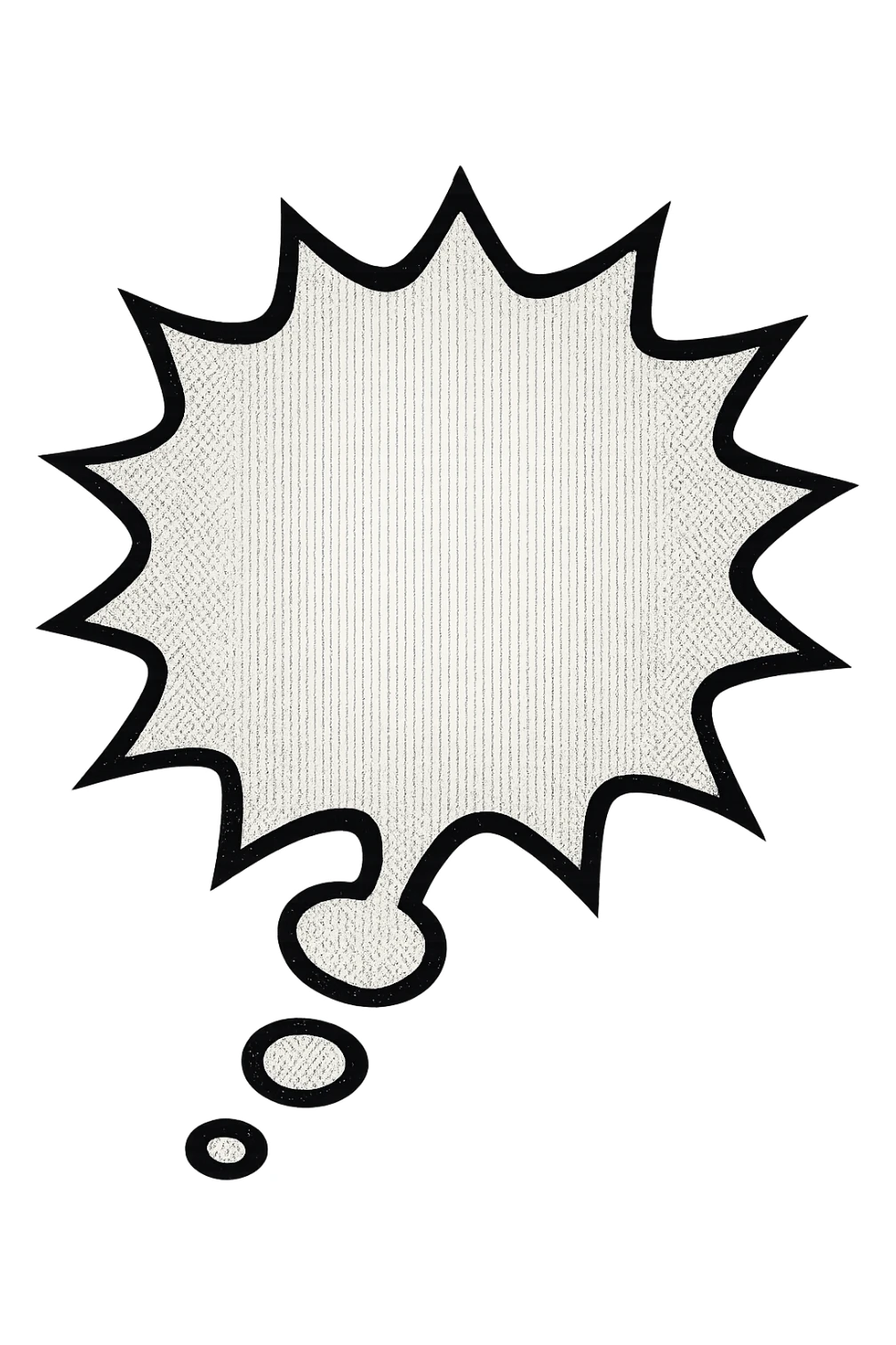 empty comic thought bubble, jagged outline, expressive cartoon, no face sticker