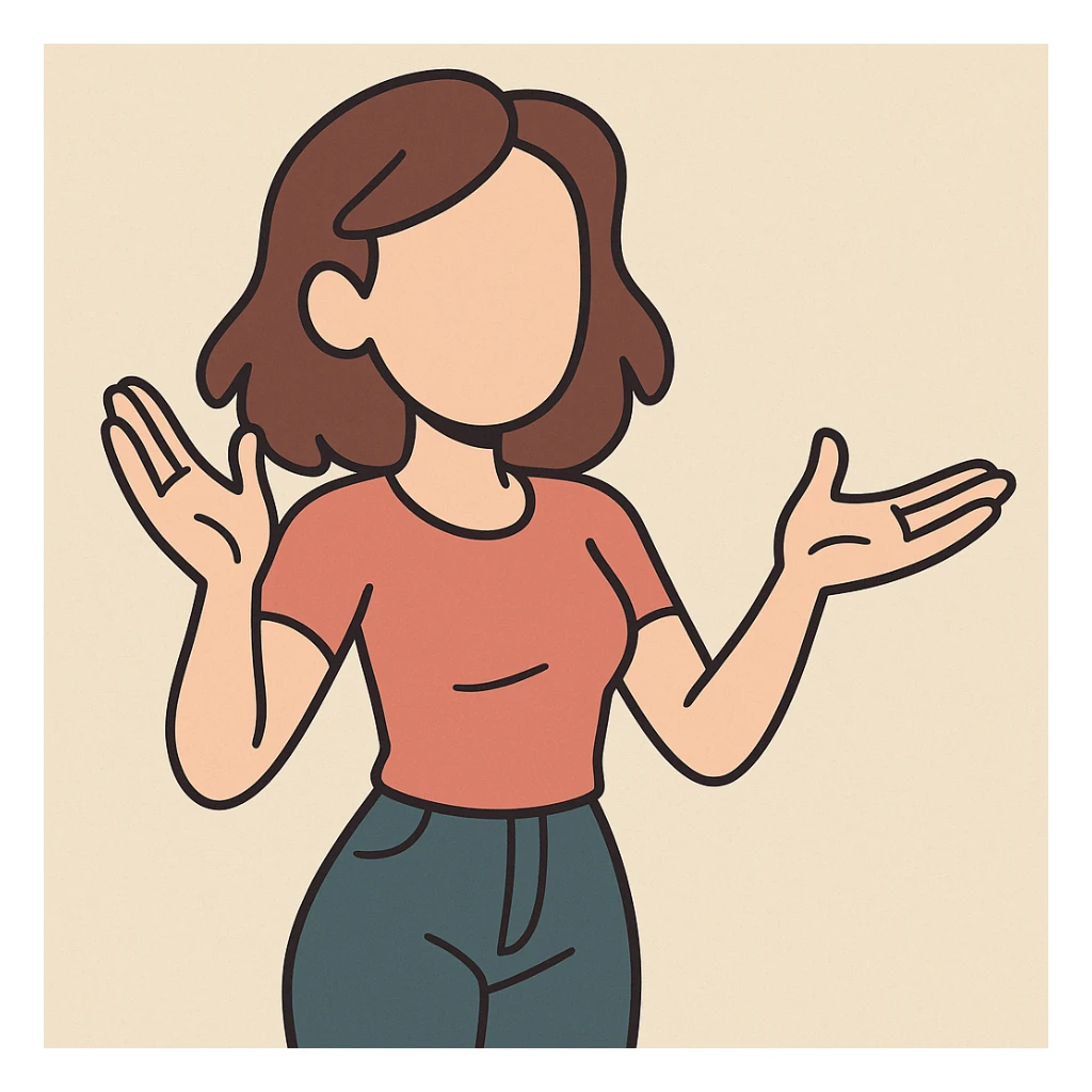 faceless young woman, inviting body language, contemporary flat design, soft edges, simple flat toon illustration sticker