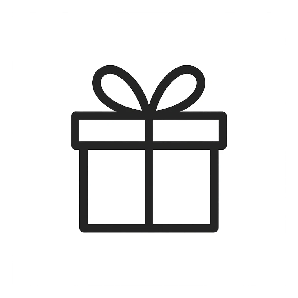 minimalist icon of a gift box with ribbon sticker