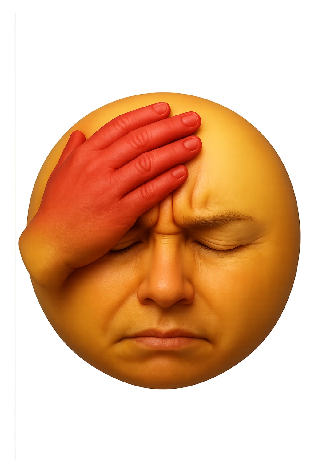 emoji stile iphone di mal di testa, iperrealistico 4k sticker