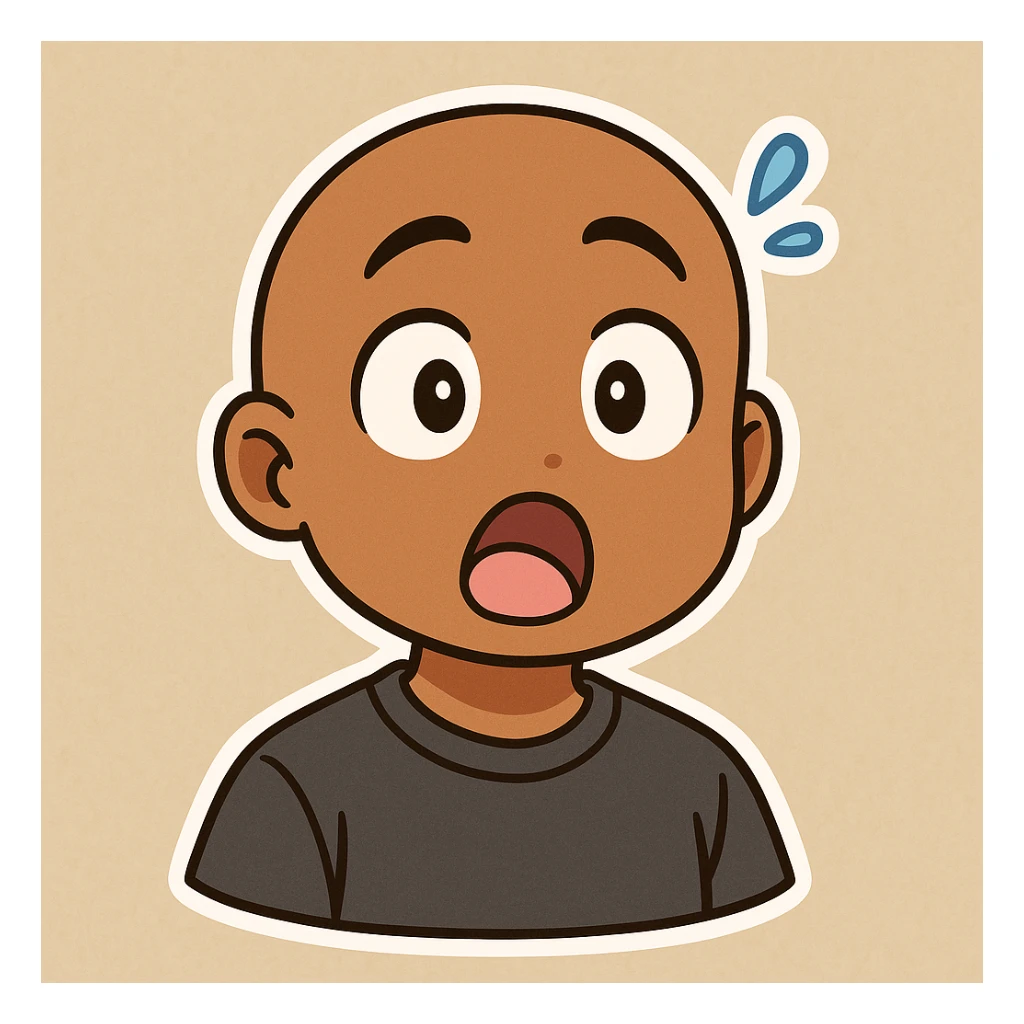 Change the expression to a surprised expression, keep the same chibi stickers style and background. sticker