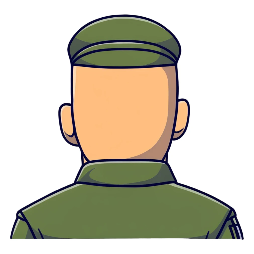 back view of military soldier's head with crew cut sticker