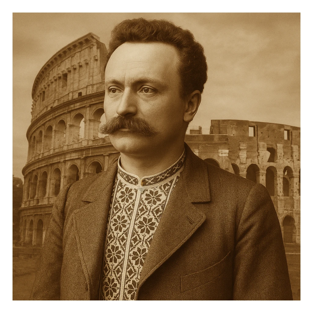 against the backdrop of the Colosseum sticker