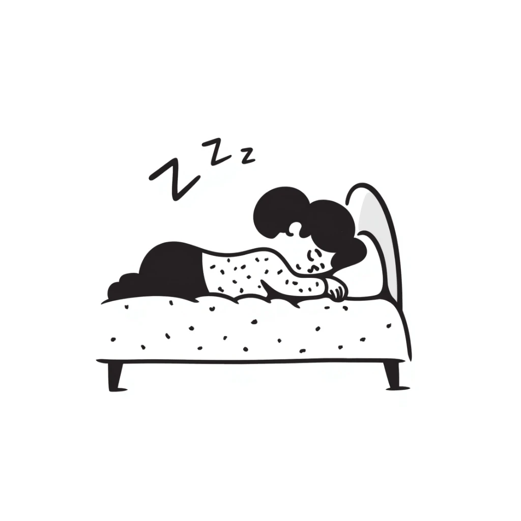 hand-drawn sleeping girl with zzz above head sticker