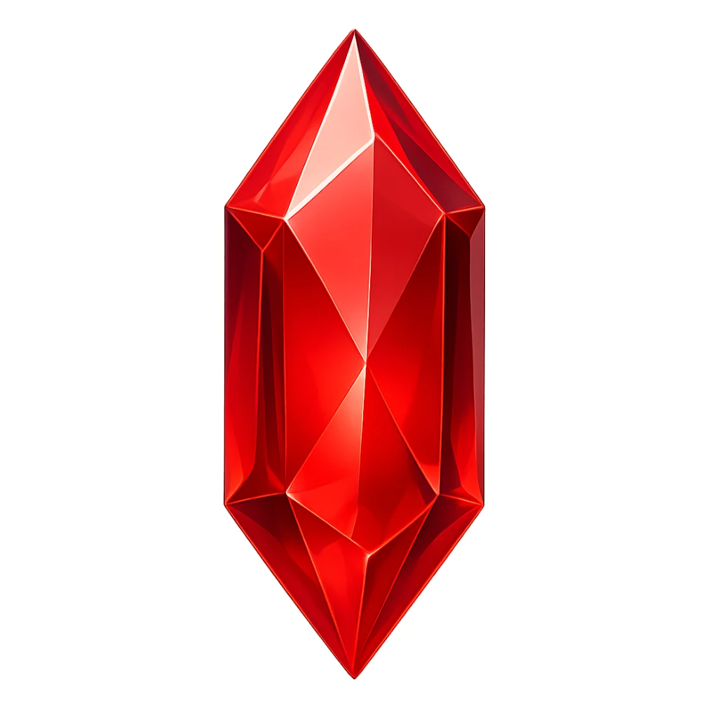 Edit the image to make the crystal shard red. Keep the original style and transparent background. sticker