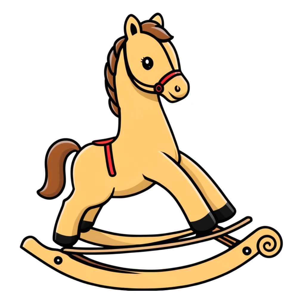 Beige wooden rocking horse toy sticker