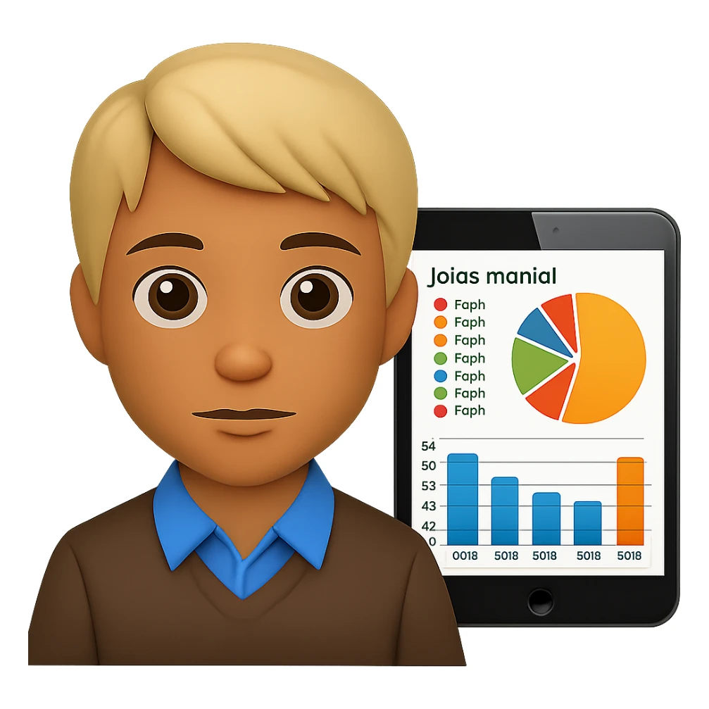 Person reading data and graphs in apple emoji style with a green background. sticker
