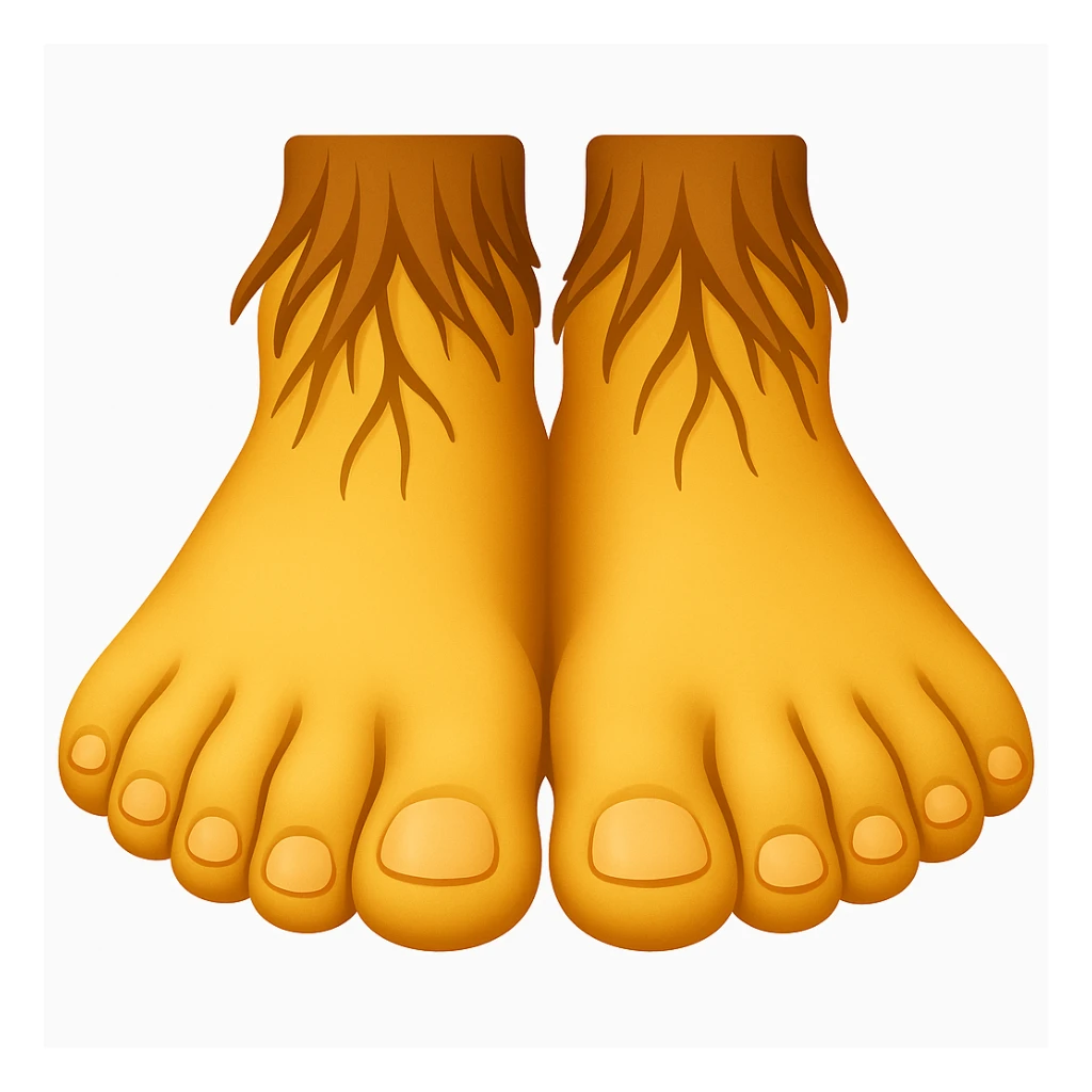 Create a feet emoji inspired by the reference image, showing both feet in a simplified and smooth classic emoji style. The emoji should be more emoji-like while maintaining the essence of the reference. sticker