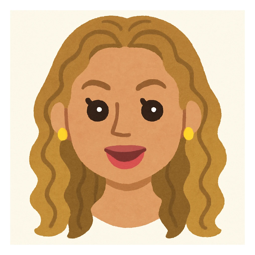 Beyonce's head in Irasutoya style, expressive eyes, cartoonish, light colors, approachable vibe sticker