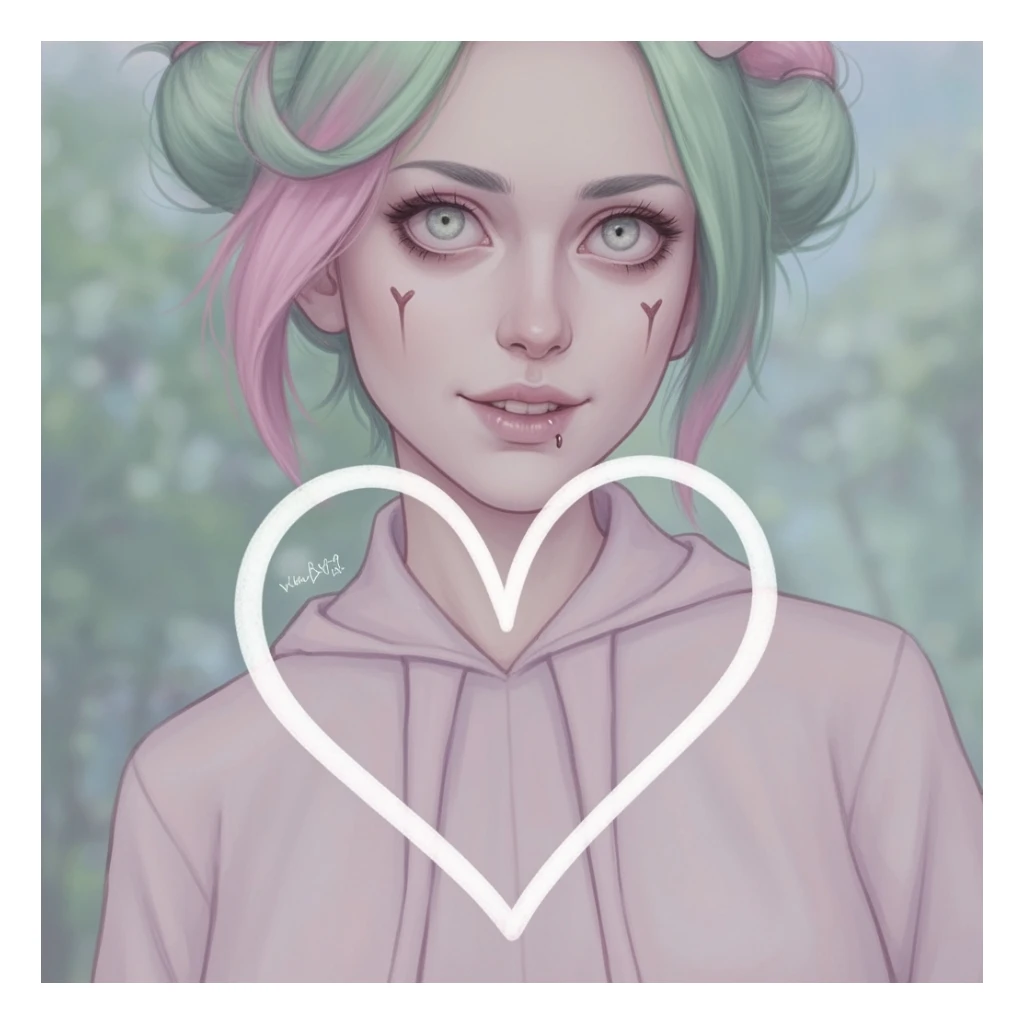 pastel horror profile picture with a heart accent, cute, expressive, minimal sticker
